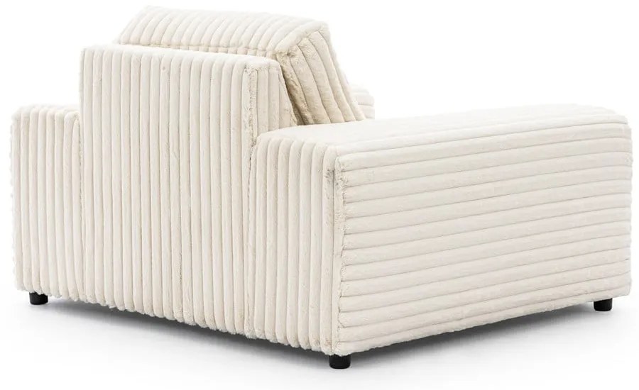 Fotoliu crem cu tapițerie din catifea reiată Justin – Ropez