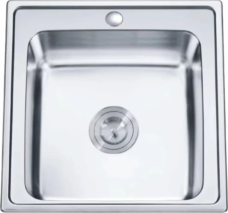 Chiuveta inox Inter Ceramic Tampico cu o cuva fara picurator finisaj inox satinat 50x50 cm