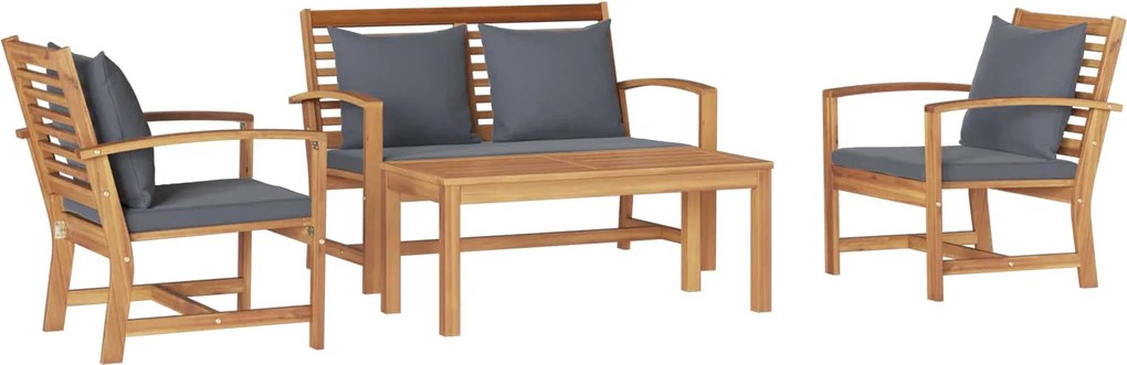 vidaXL Set de canapele pentru grădină 4 pcs natural Lemn solid de tec