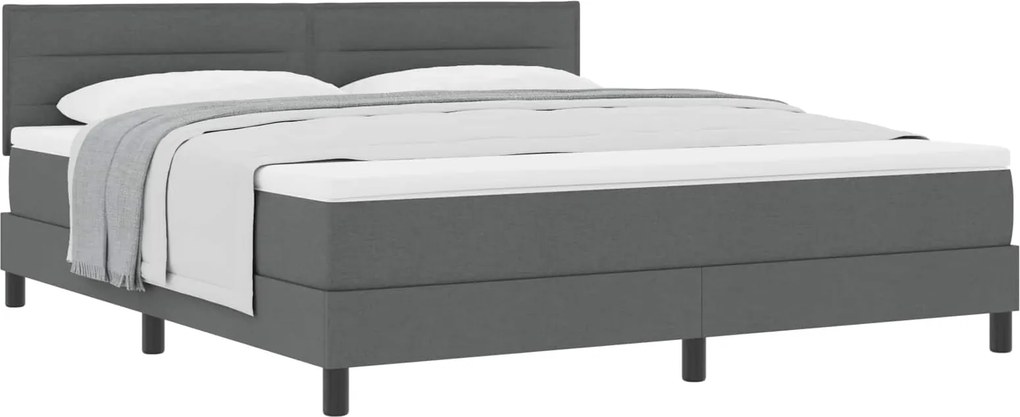 vidaXL Pat cu arcuri cu saltea Gri închis 180 x 200 cm țesătură