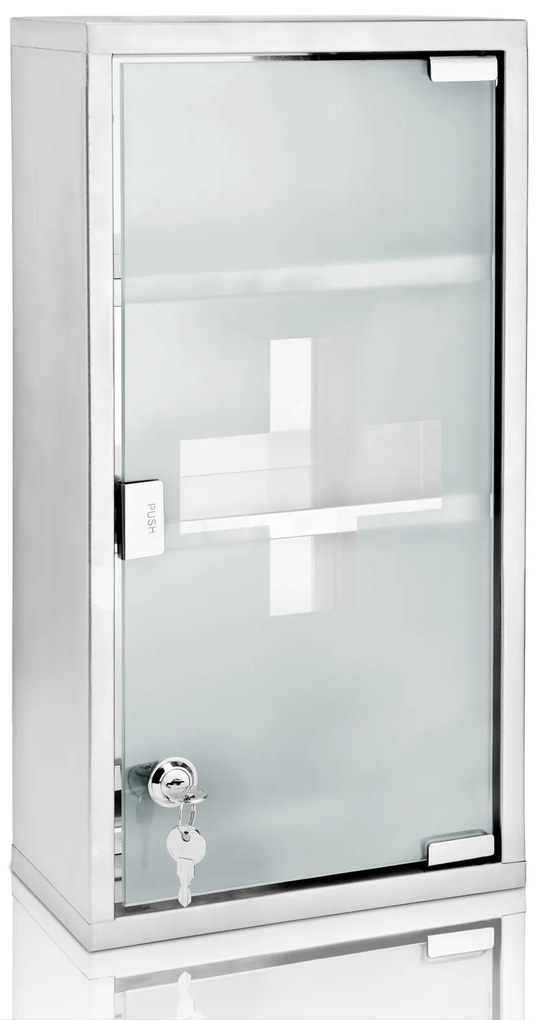 Trusă medicală de perete SAVE, 25x12x48,5cm, argintiu Monzana