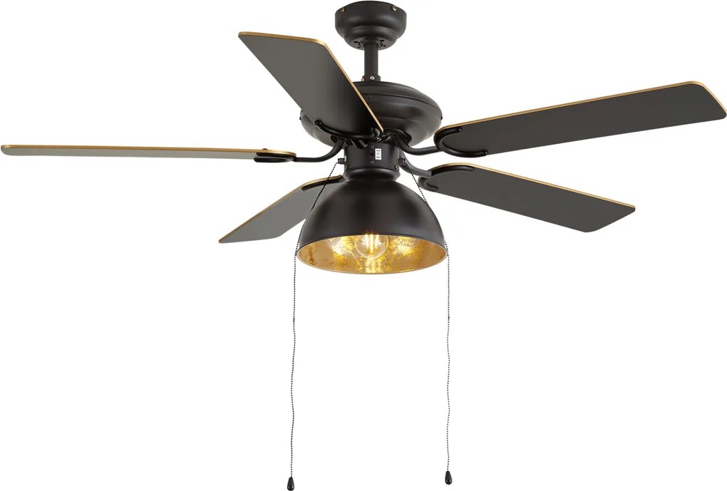 Ventilator de tavan negru cu bej 130cm cu întrerupător cu șnur - Mistral Magna