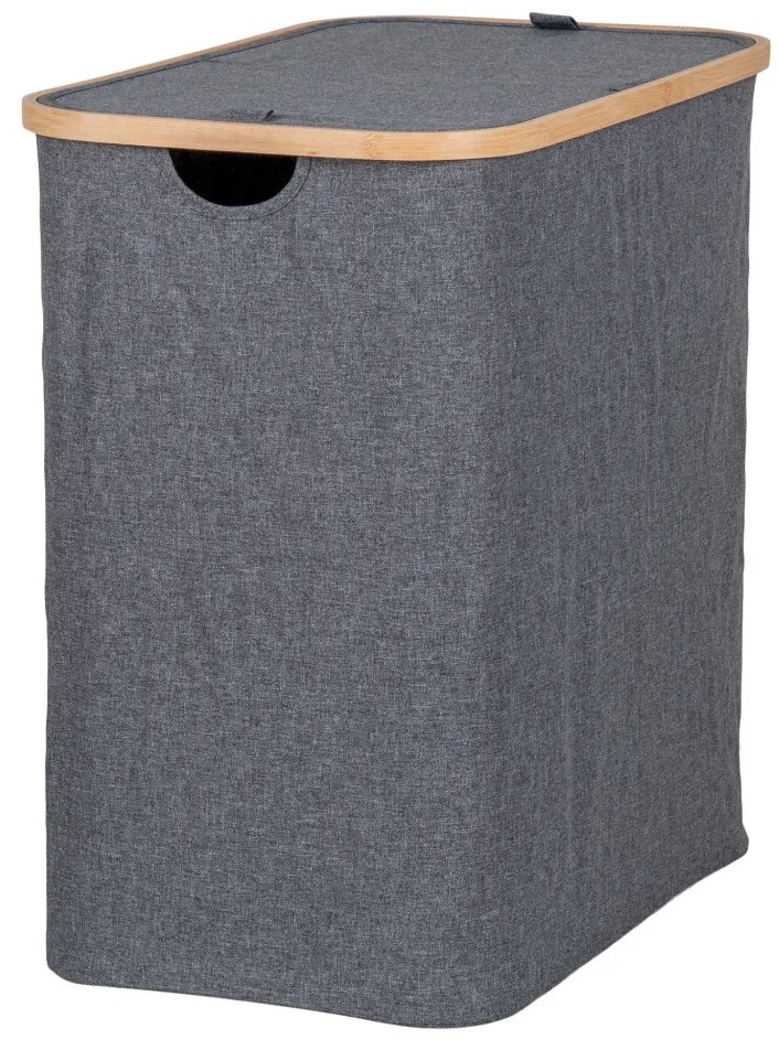 Coș de rufe Noto, bambus, textil, gri închis, 54x33x54 cm