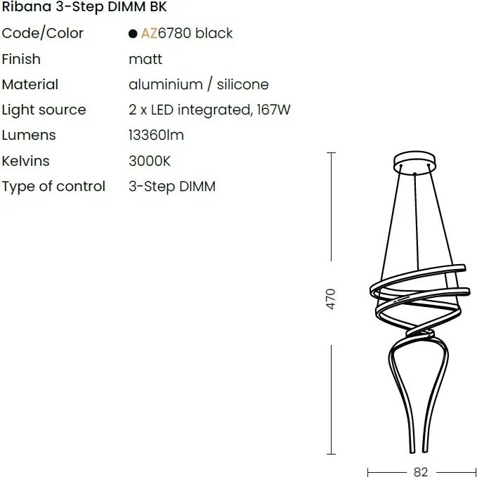 Lustra LED XXL casa scarii RIBANA 3-Step DIMM