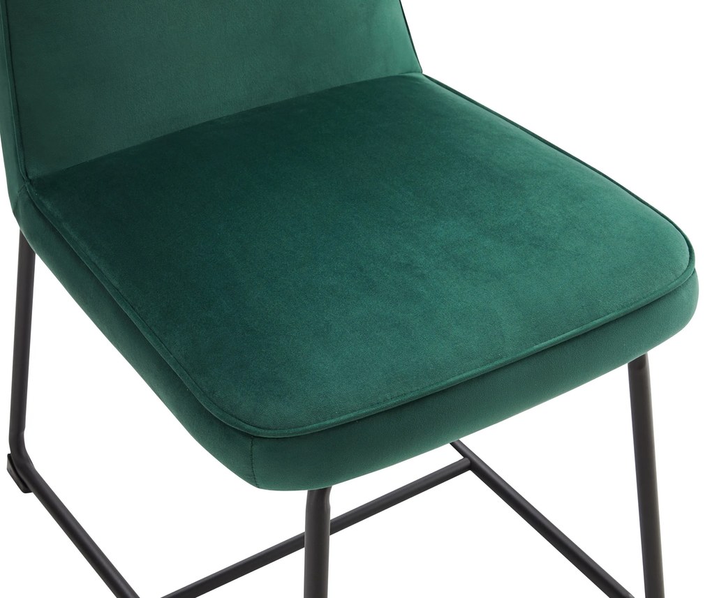 Set de 2 scaune de sufragerie din catifea, scaun tapițat cu spătar pentru sufragerie/living, 46x45x81,5 cm, Verde