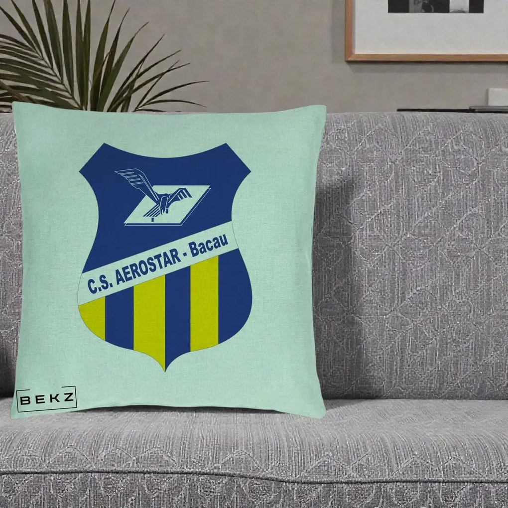 Perna Personalizata CS Aerostar Bacau Fotbal, 40x40 cm, Verde Menta, Husa Detasabila, Perna Inclusa, BEKZ®