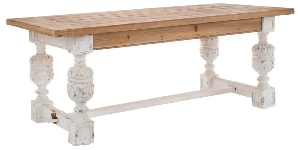 Masa dining WHITE-NATURAL din lemn de brad 200 X 90 X 76 CM