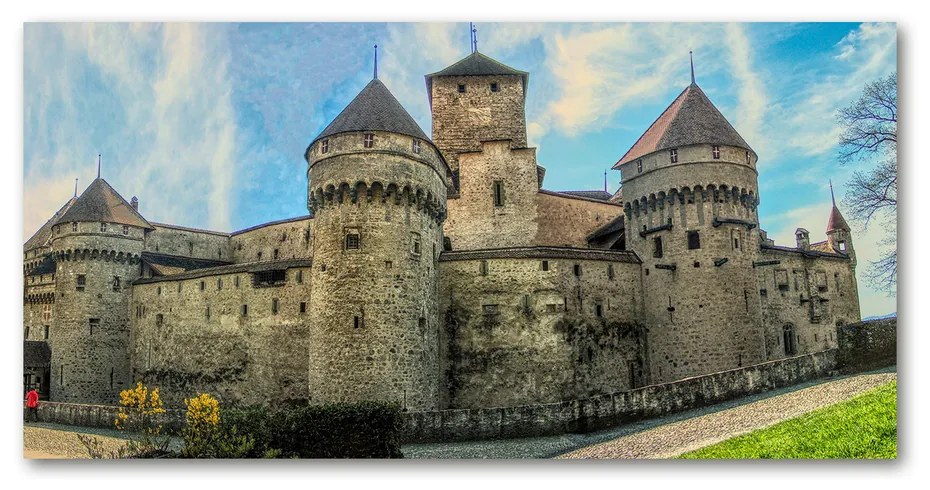 Pictura pe sticlă acrilică Castelul din elveția