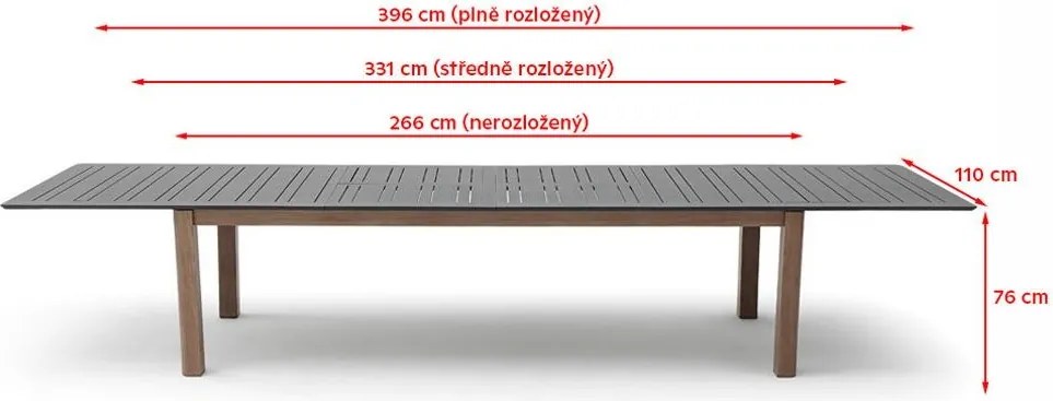 Masă extensibilă din aluminiu Avenberg VALHALLA negru/natural