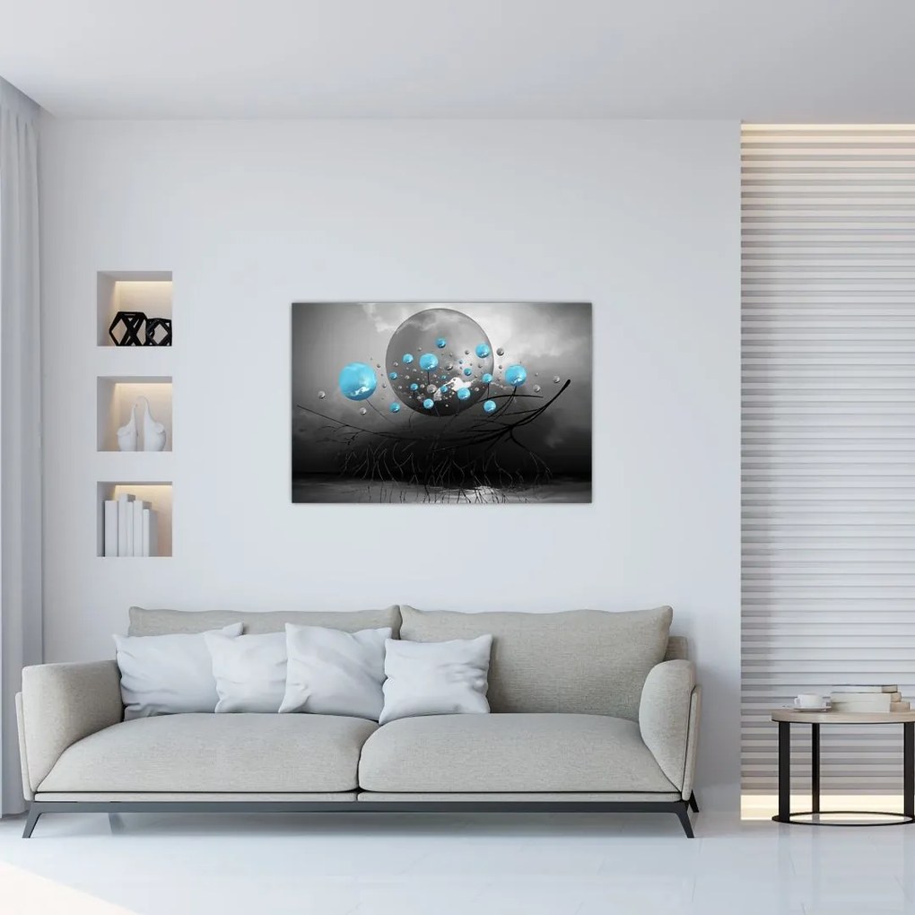 Tabloul - bile abstracte albastru deschis (90x60 cm)