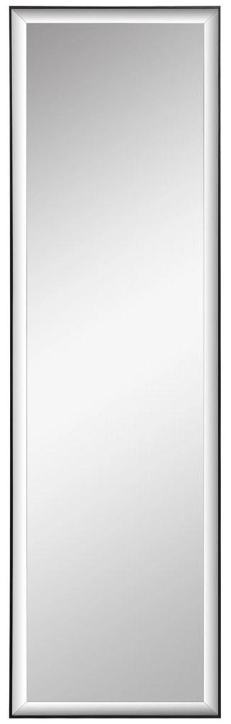HOMCOM Oglindă de Perete dim. 120L x 35l cm - Film de Securitate Anti Explozie, Sistem de Atașare Inclus - Cadru Aliaj Aluminiu Negru | Aosom Romania