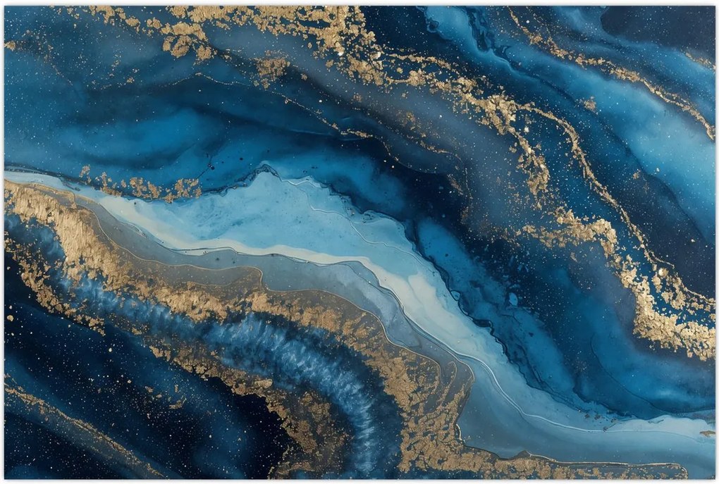 Tablou - Abstracție marmură albastră (90x60 cm)