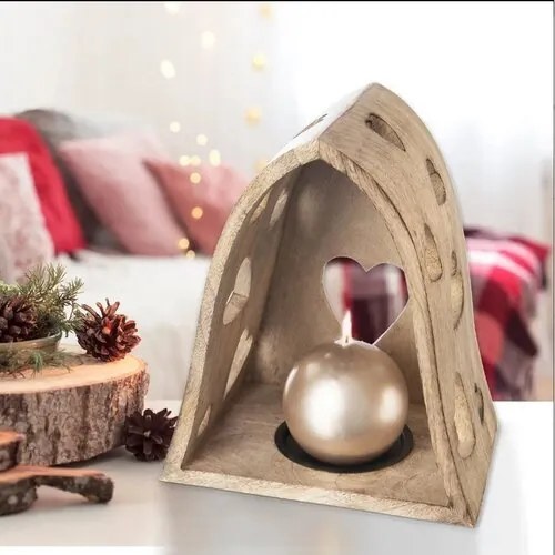 Orion Sfeșnic din lemn de mango Heart bell, 20 x14 x 23,2 cm