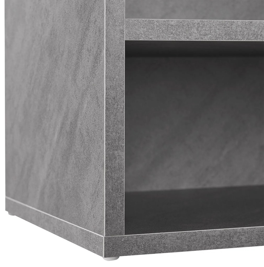 Suport pantofi cu capac rabatabil și scaun tapițat 60 x 30 x 44 cm aspect beton