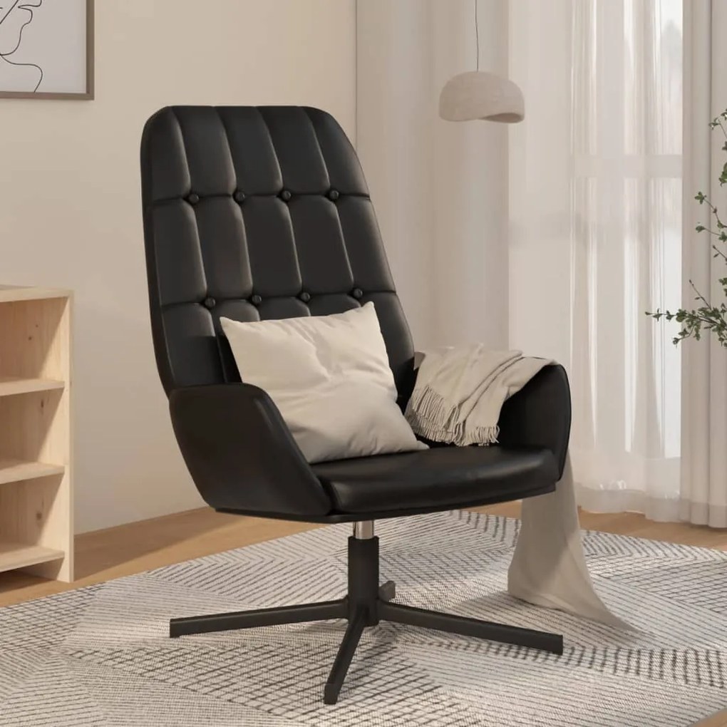 341264 vidaXL Scaun de relaxare, negru, piele artificială strălucitoare