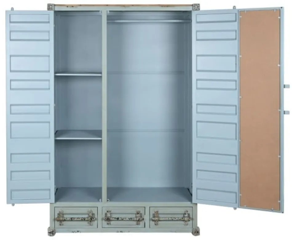 Dulap turcoaz, din metal, stil industrial, Cargo