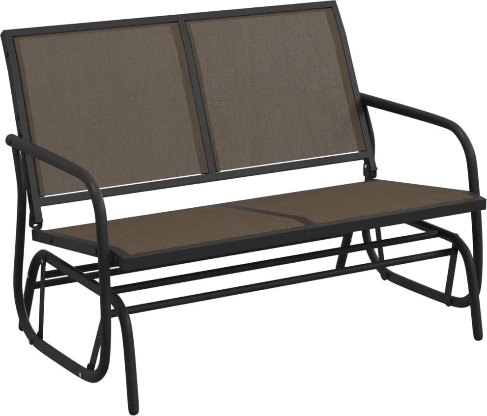 vidaXL Leagăn bancă grădină, maro, 120,5x76x86,5 cm, textilenă și oțel