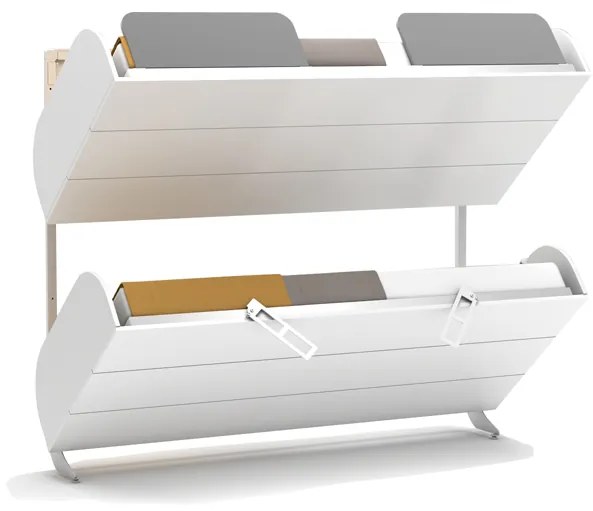 Pat rabatabil suprapus cu somiere incluse - simple bunk (90x200) - alb mat