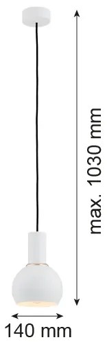 Lustră pe cablu SINES 1xE27/15W/230V d. 14 cm albă Argon 4215