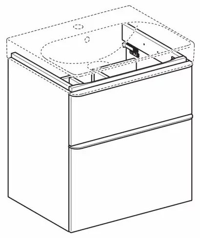 Dulap baza pentru lavoar suspendat Geberit Smyle Square nuc 2 sertare 59 cm