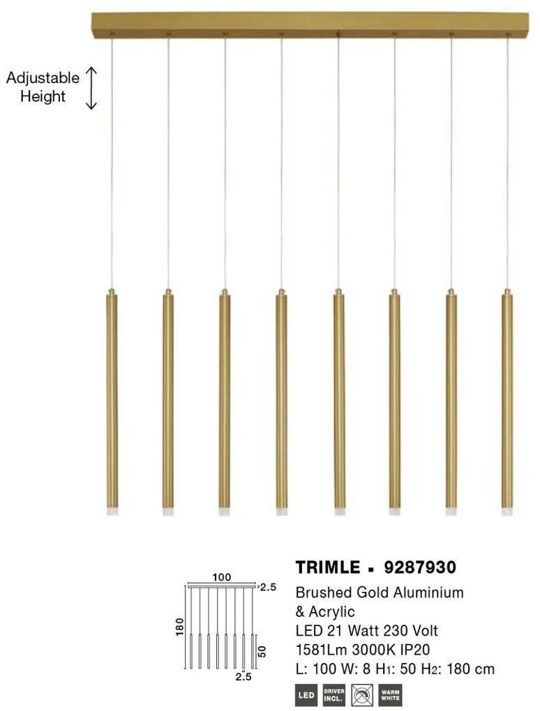 Lustra LED suspendata design minimalist TRIMLE aurie
