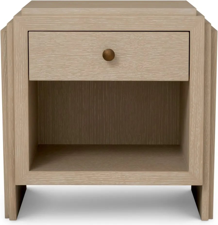 Noptiera LUX Furnir Stejar Albit, ArtDeco