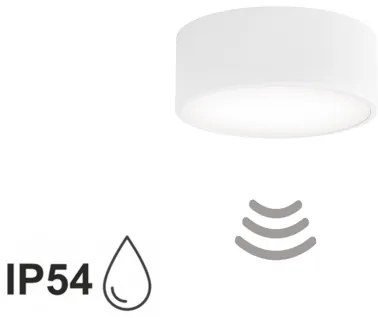 Plafonieră cu senzor CLEO pentru baie, 1xE27/24W/230V, Ø 20 cm, IP54, albă