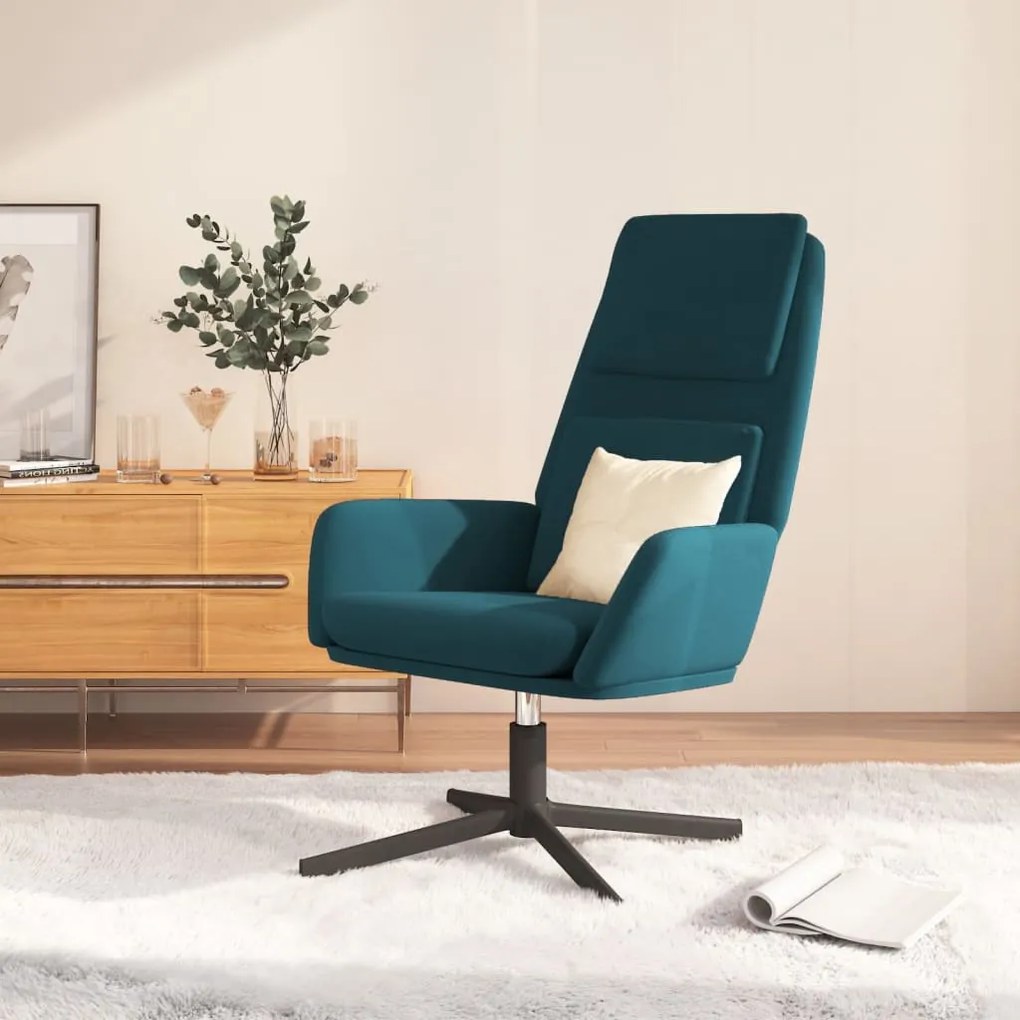 341350 vidaXL Scaun de relaxare, albastru, catifea