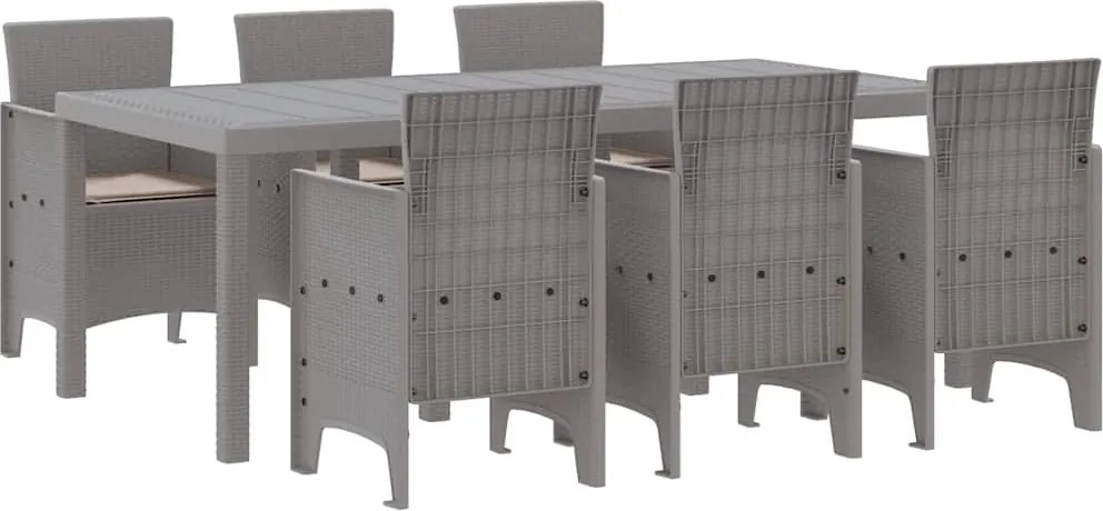vidaXL Set de masă pentru grădină 7 pcs Gri deschis Polipropilenă