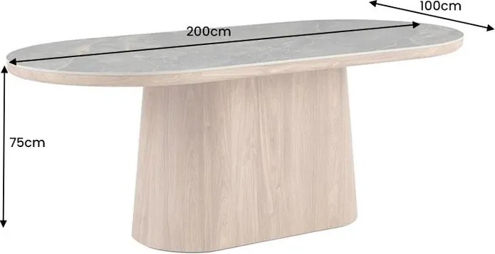 Masa ovala, Ceramica Alba, Furnir Nuc, UNIQUE 200cm A-46381 VC