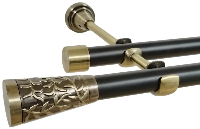 Galerie dubla fara inele duo SEVILLA 19/19 mm negru aur antic (Alege marime: 160 cm)