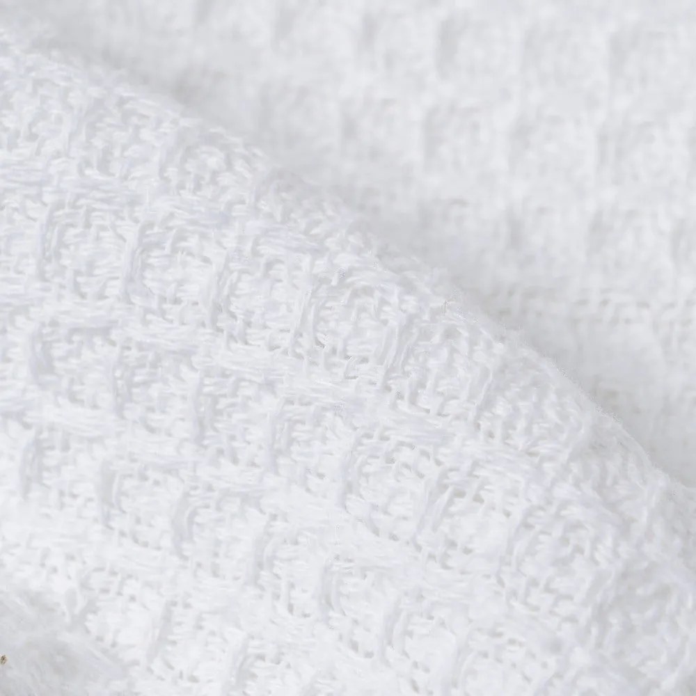 Cuvertură albă din bumbac reciclat 260x280 cm Honeycomb – Ixia