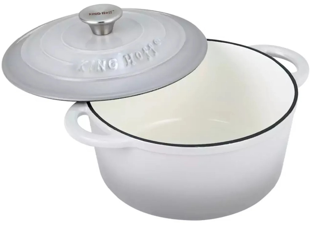 Oală cu capac din fontă Ø21 cm, 2,4L, gri Kinghoff KH1520