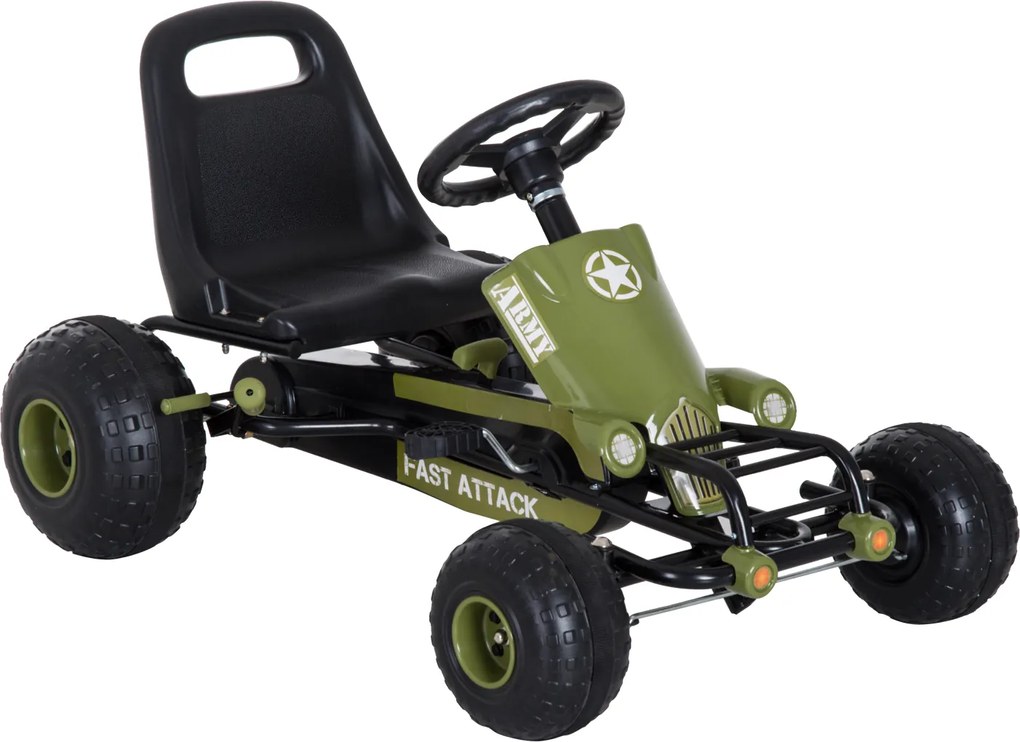 Homcom Go-Kart per Bambini a Pedali, Verde e Nero
