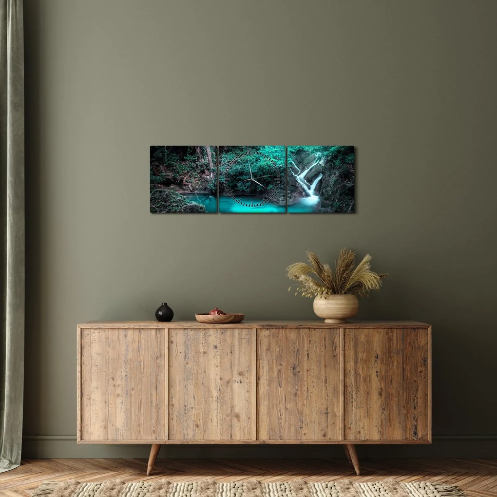 Tablou - Oază turcoaz (cu ceas) (90x30 cm)