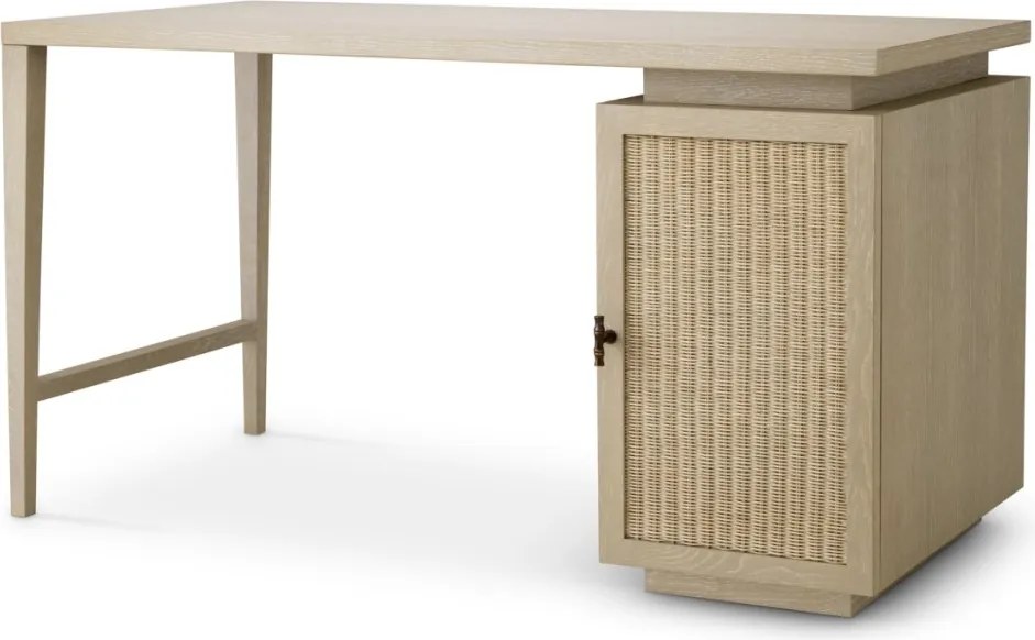 Birou Design LUX, Lemn, Rattan, Borchard stejar albit