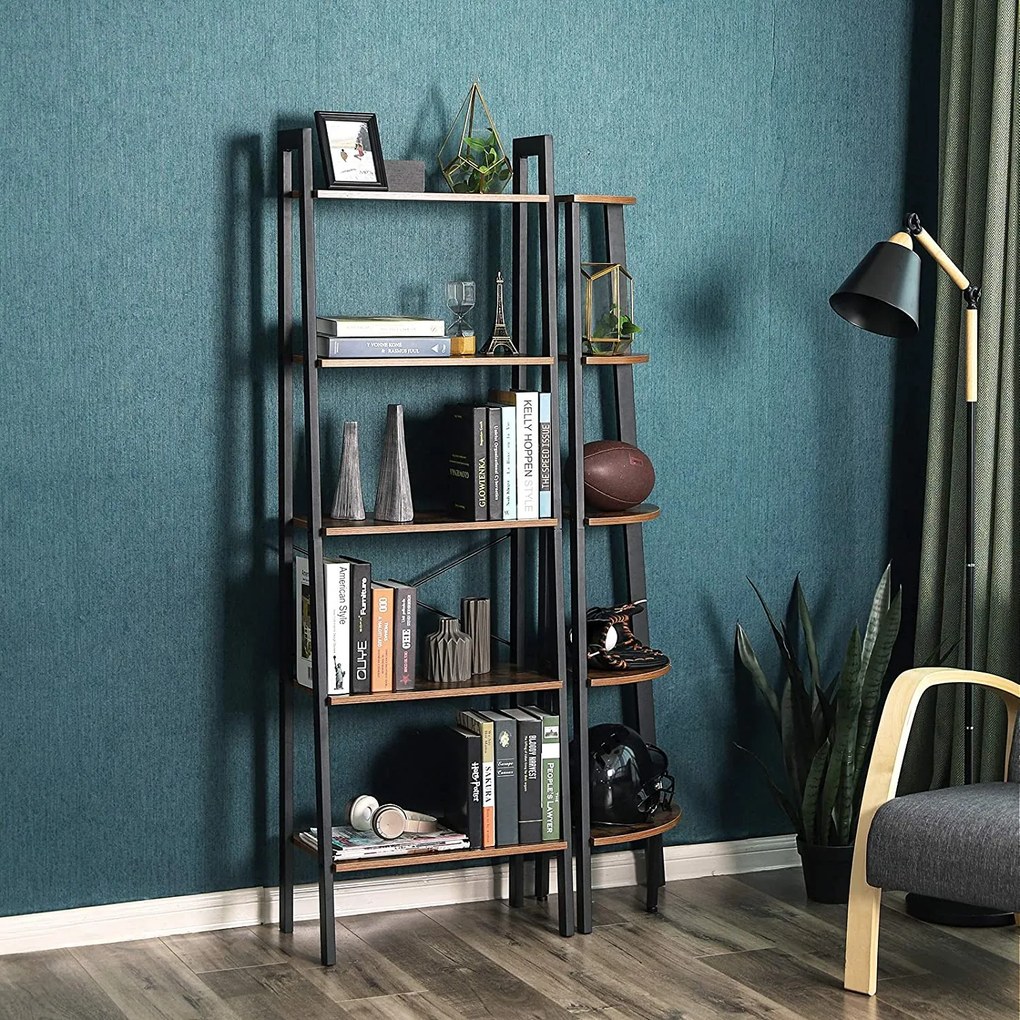 Biblioteca TAYLOR 5 rafturi 172x56 cm, rustic maro