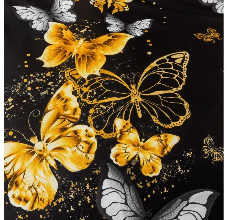 Lenjerie din microfibra GOLD BUTTERFLY negru Dimensiune lenjerie de pat: 2 buc 70 x 90 cm | 200 x 220 cm