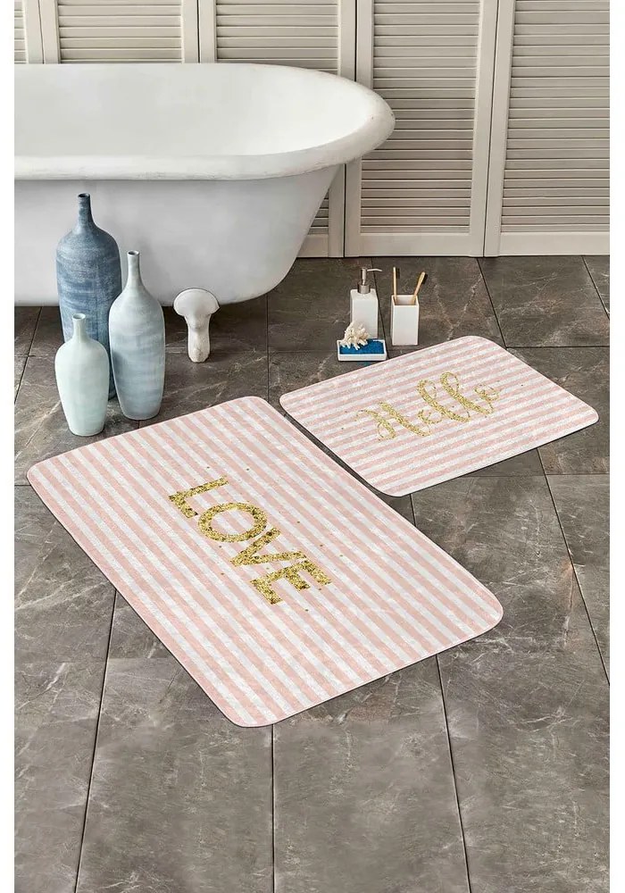 Covorașe de baie roz 2 buc. din catifea 60x100 cm Love – Mila Home