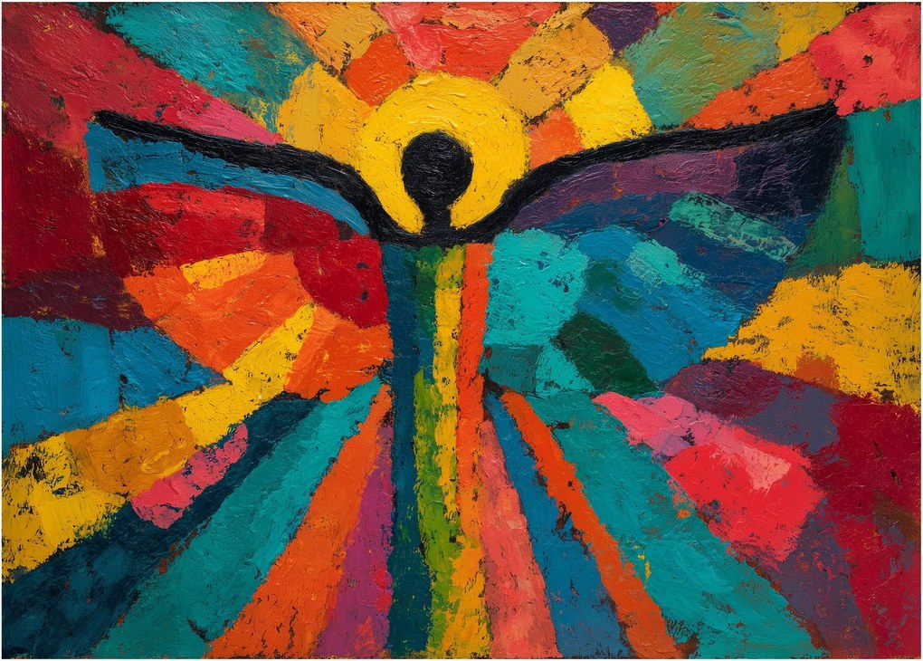 Tablou pe sticlă - Înger pictat (70x50 cm)
