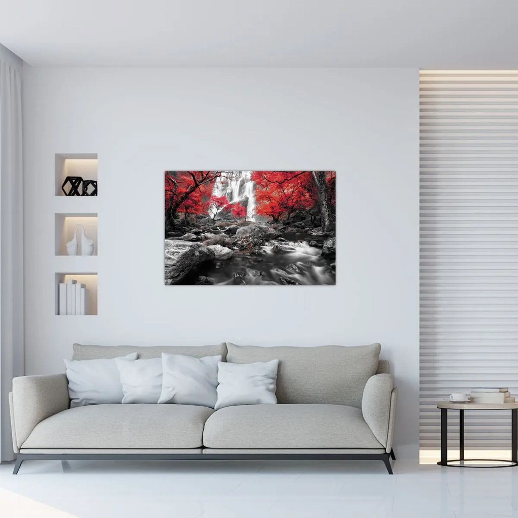 Tablou - Cascade în peisajul de toamnă (90x60 cm)