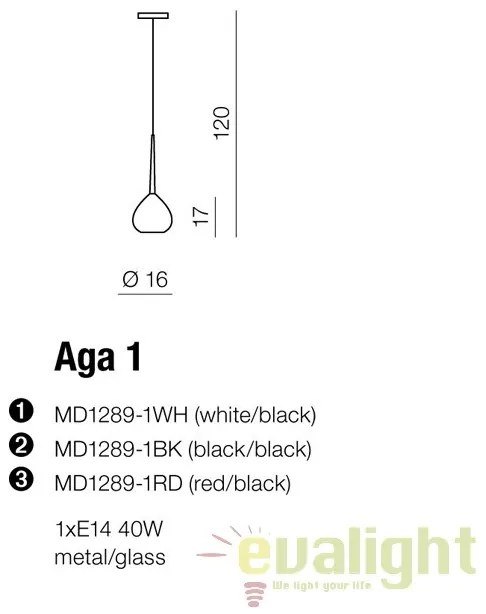 Pendul modern Aga 1 WH/BK