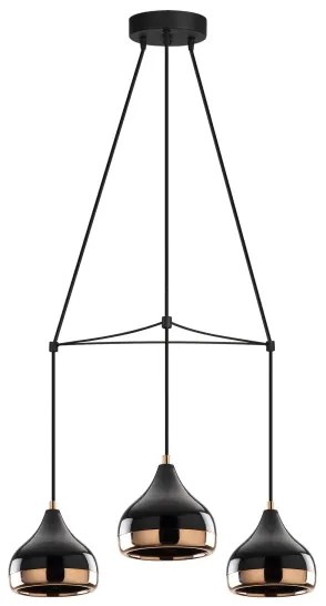 Lustră pe cablu YILDO, 3xE27/40W/230V, negru/cupru