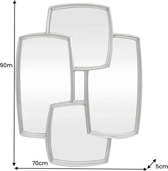 Oglinda perete design geometric QUADRA 90cm argintiu