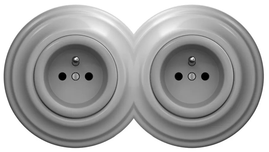 Kliklap - Priză dublă retro cu ramă 230V gri