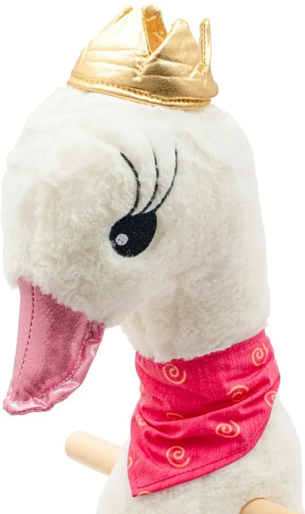 Baby Mix Jucărie balansoar cu roți și melodii Lebăda albă, 61 x 32 x 52 cm