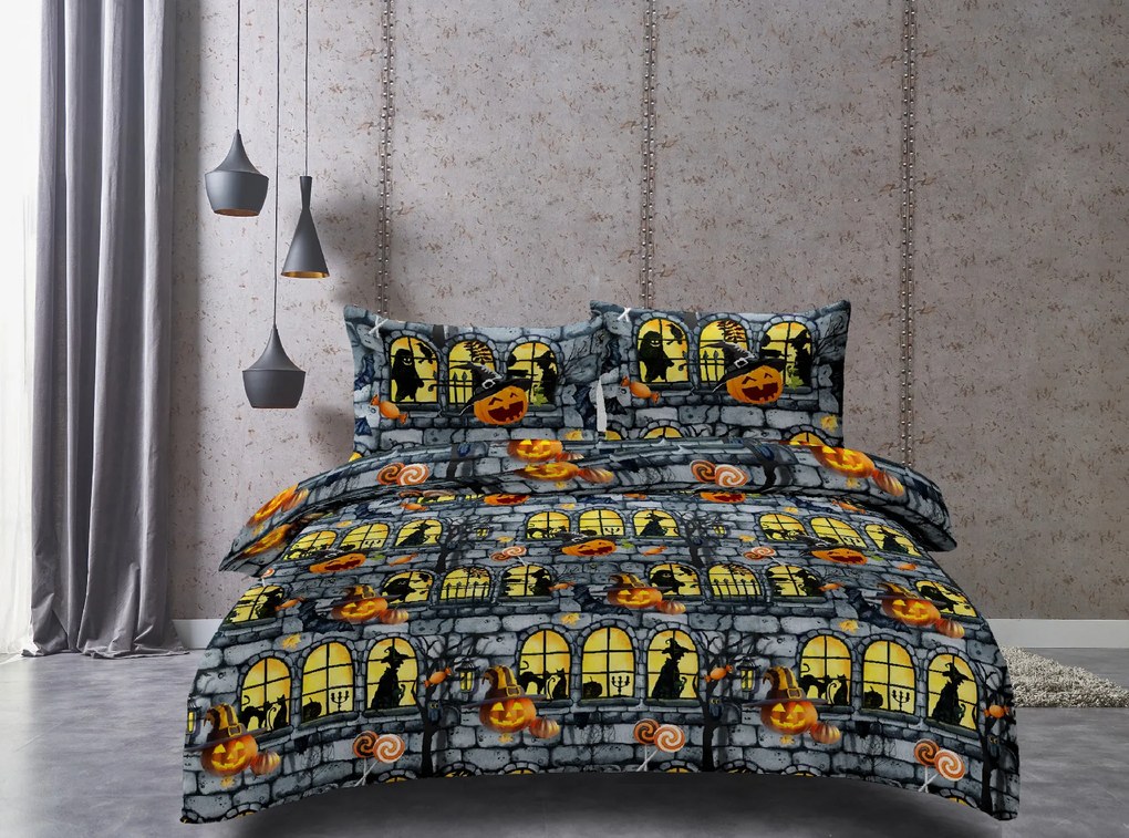 Lenjerie de pat din microfibra gri SCARY PARTY Dimensiune lenjerie de pat: 70 x 80 cm | 140 x 200 cm