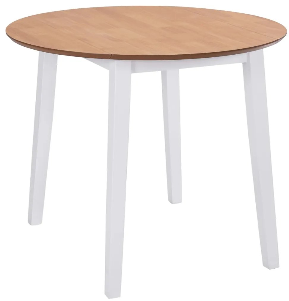 vidaXL Masă de bucătărie extensibilă, rotund, MDF, alb