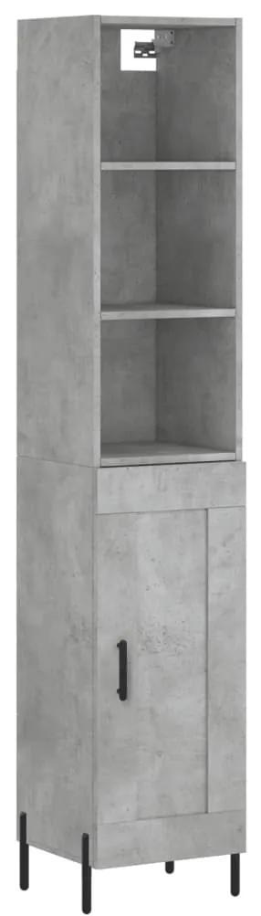 3190097 vidaXL Dulap înalt, gri beton, 34,5x34x180 cm, lemn prelucrat