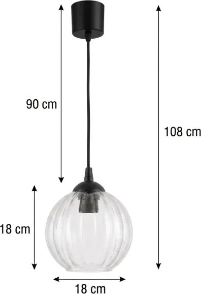 Brilagi - Pendul LED pe cablu RETRO GLASS 1xE27/60W/230V Ø 18 cm negru/transparent